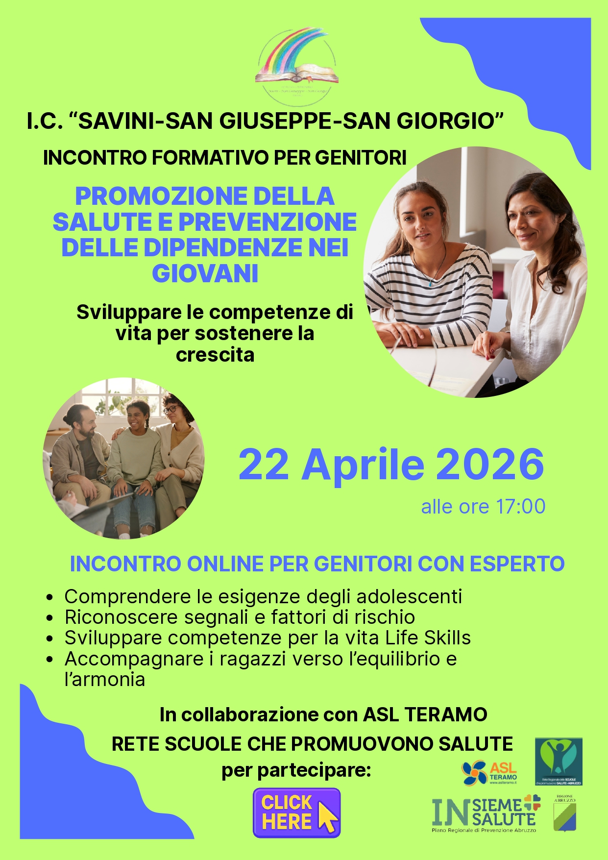 Incontro rivolto ai genitori: Sviluppare le competenze di vita per sostenere la crescita